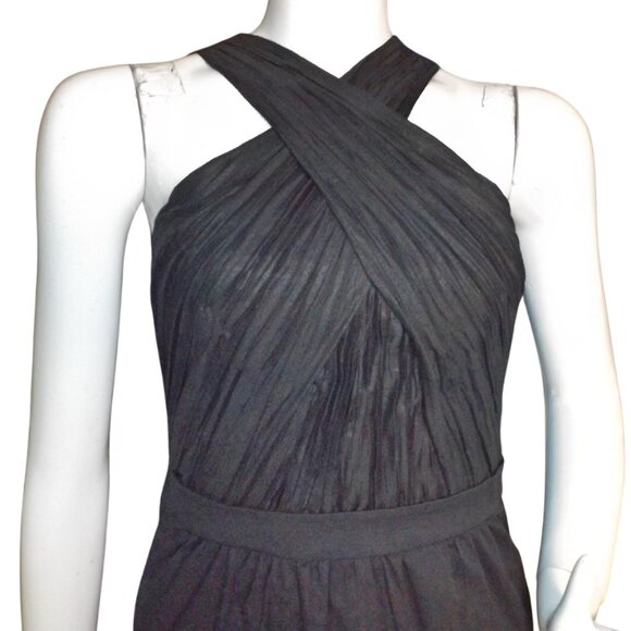 ARMANI EXCHANGE Dress, 2, Short, Crinkled Crossed Neck, Black, Sleeveless, Mini - Picture 2 of 10